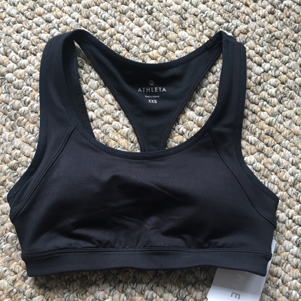 NWT Athleta Black Strappy Sports Bra | Racerback | T back | Cut out